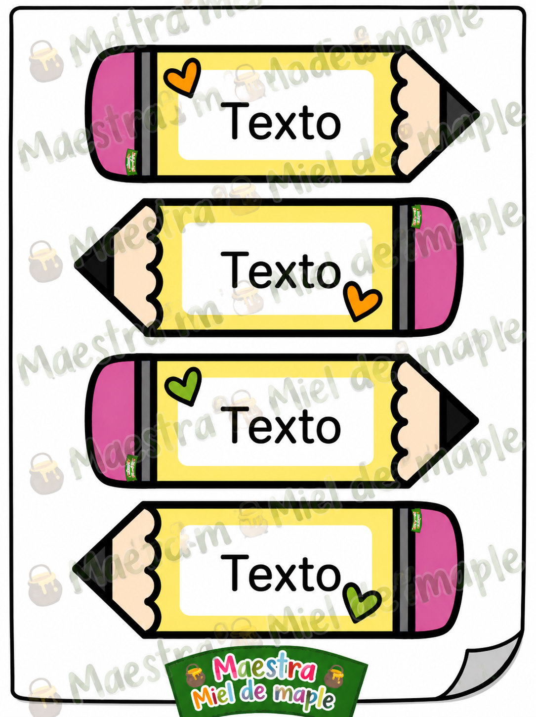 Gafetes tipo Lápiz Editables