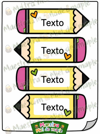 Gafetes tipo Lápiz Editables